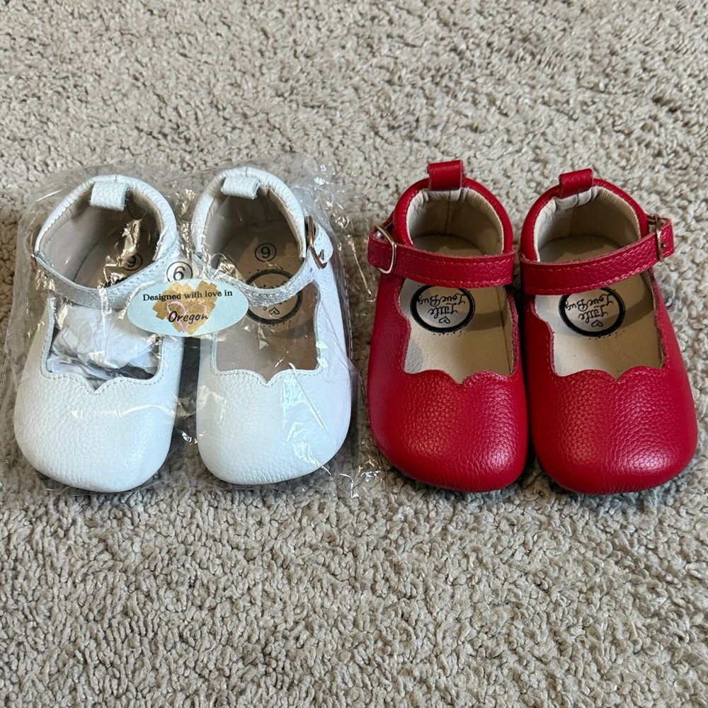 Little Love Bug Toddler Girls The Olivia Dress Shoes in Red and White